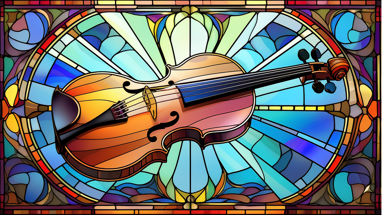 stained glass violin window